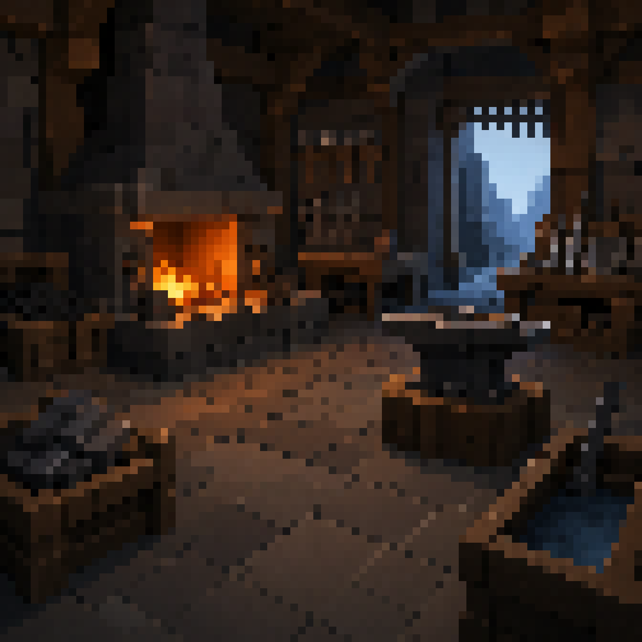 The smithy where you forge gear in Alden Idle